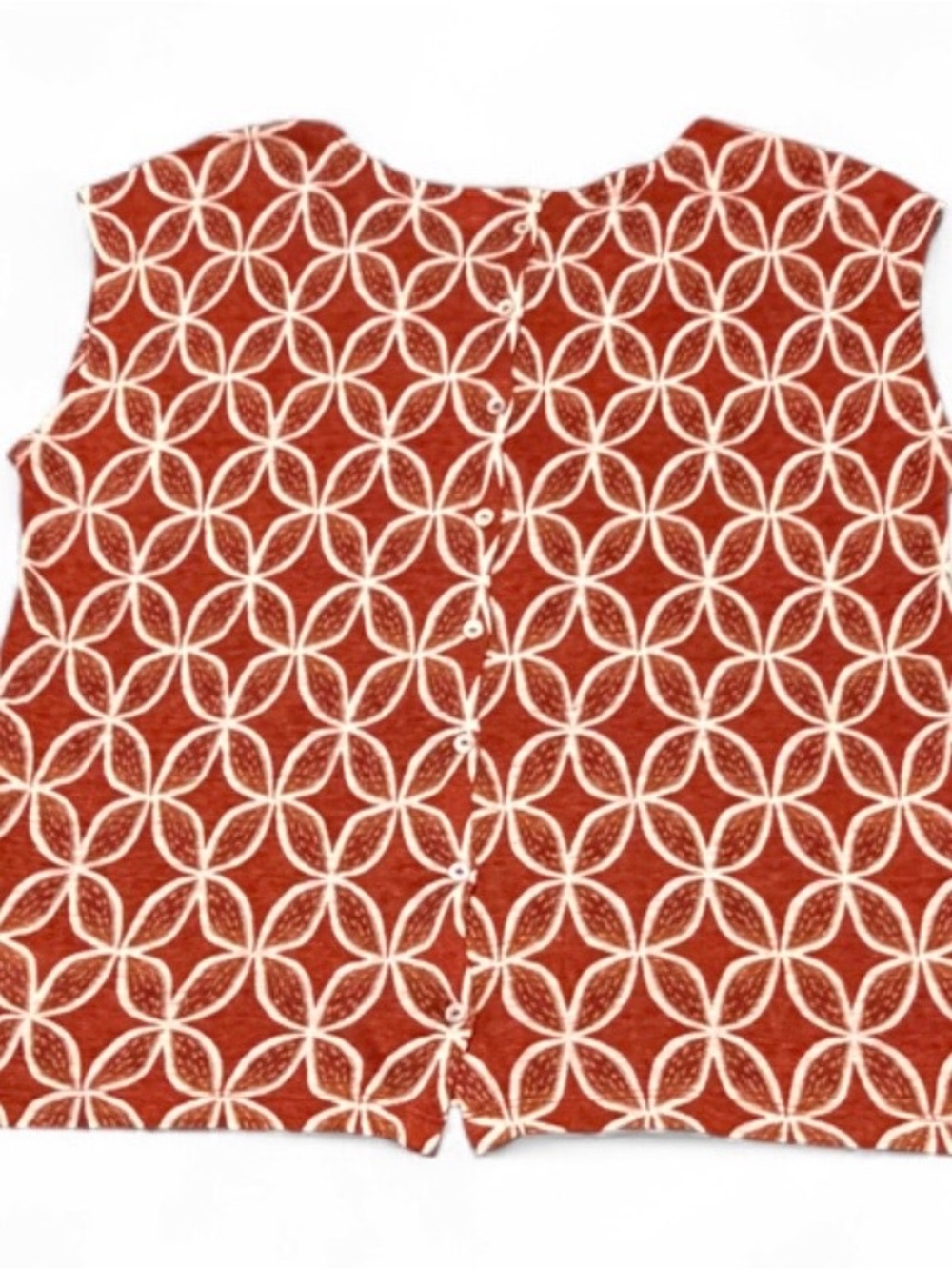 Sigrid Olsen 100% Linen Geometric Art Print-Top -Clay & Cream-Size S-BNWOT-VACAY - Picture 2 of 11